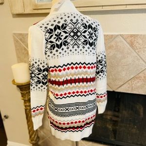 Ann Taylor Loft Fair Isle Pocket Open Cardigan